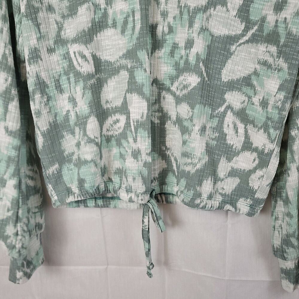 Sonoma Womens Gray Floral Long Sleeve V Neck Pullover Blouse Top Size Small - Picture 4 of 8